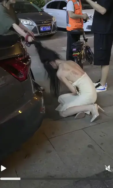 《白裙女子被抓头发跳河》小三疑云事件-白裙女子被抓头发跳河视频一分钟到十分钟全记录-湘E车牌女子坠河后续高清播放